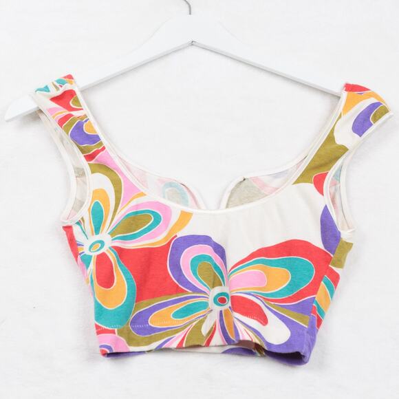 VTG 70s 80s V-Wire Crop Top Hippie Dopamine Gypsy Floral Retro Mod Indie Sz XS - Picture 3 of 5
